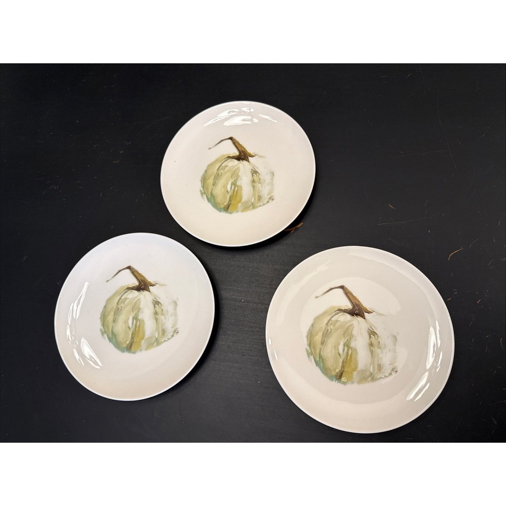 The Round Top Collection Set Of 3 Plates 10.5" Pumpkin Thanksgiving Pottery Barn